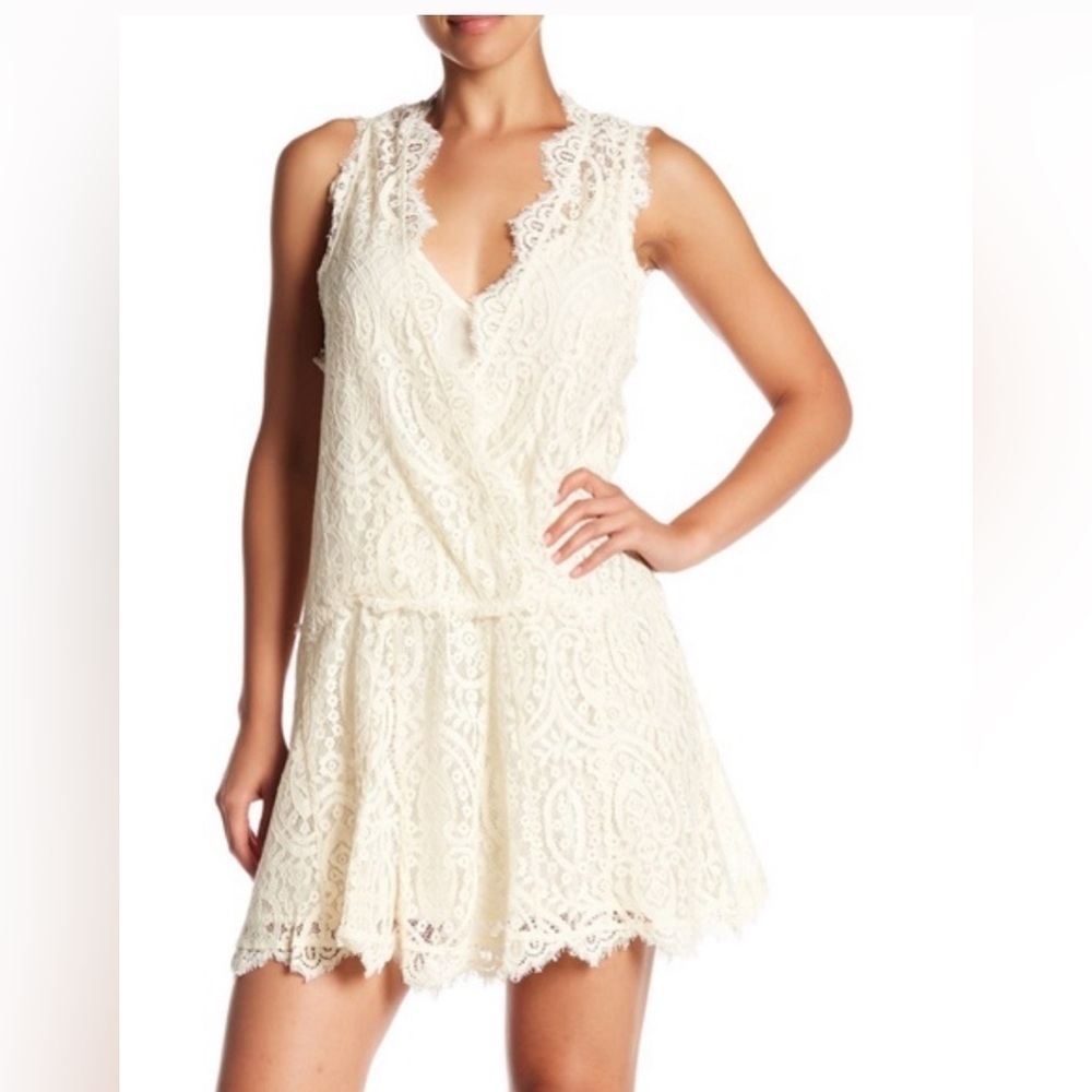 NWT Free People Heart in Two Lace Minidress in Ivory Size Medium.